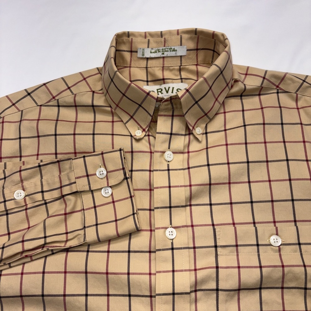 Orvis Shirt Men's Size XL Brown Plaid Long- Sleeve Casual Outdoors Sporting